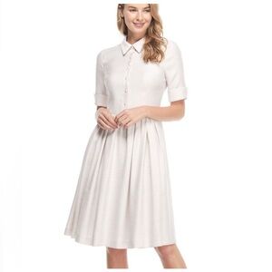 Gal Meets Glam Light Cream Beatriz Collared Midi Dress